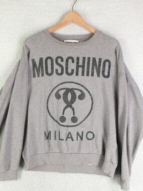 Moschino Sweater Womens Medium Gray Milano Couture Spell Out Sweatshirt